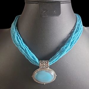 Tuqous pendant with multi strains / silver  pendant